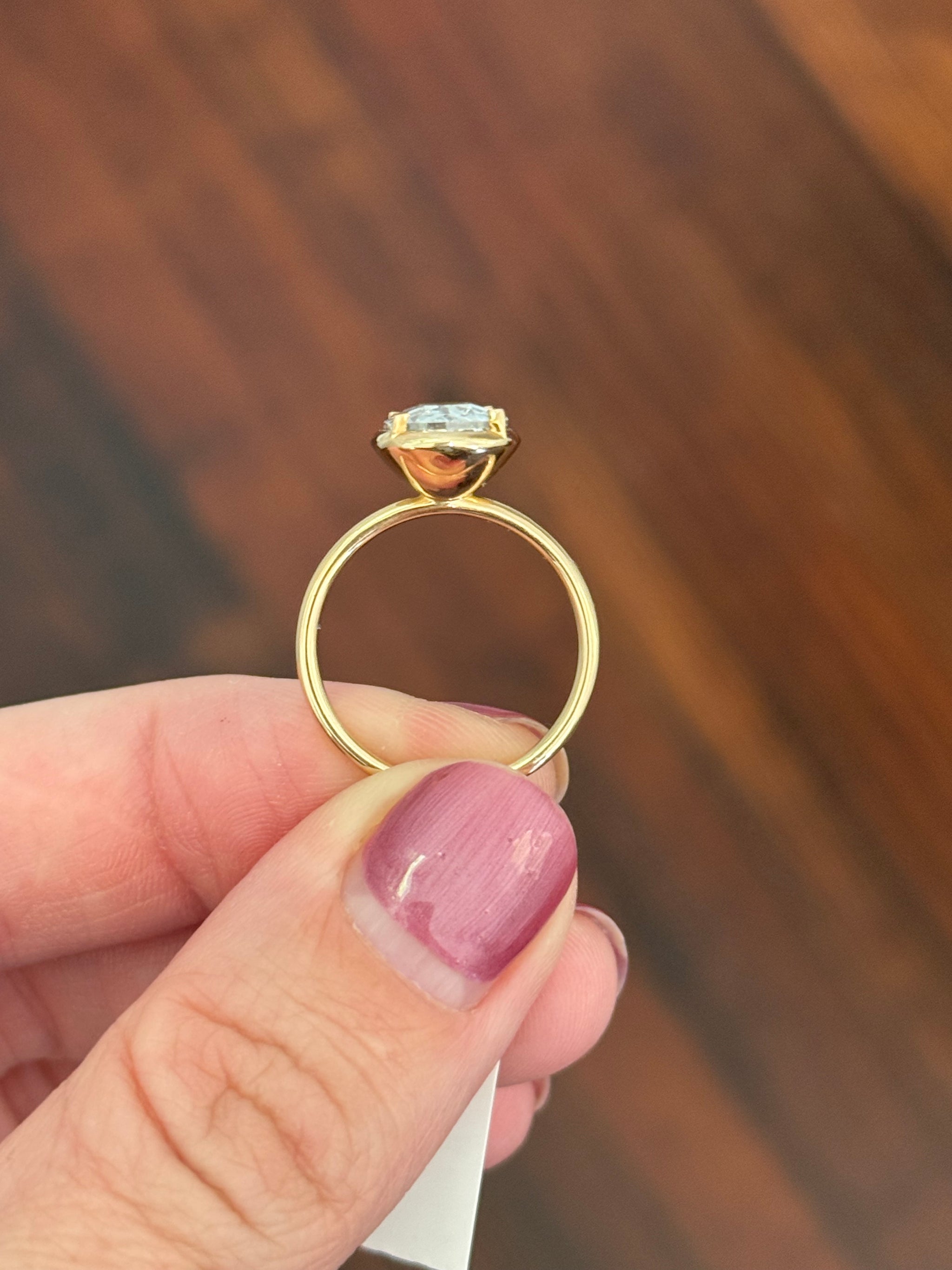 Yellow gold 3.03ct old mine cut lab diamond ring