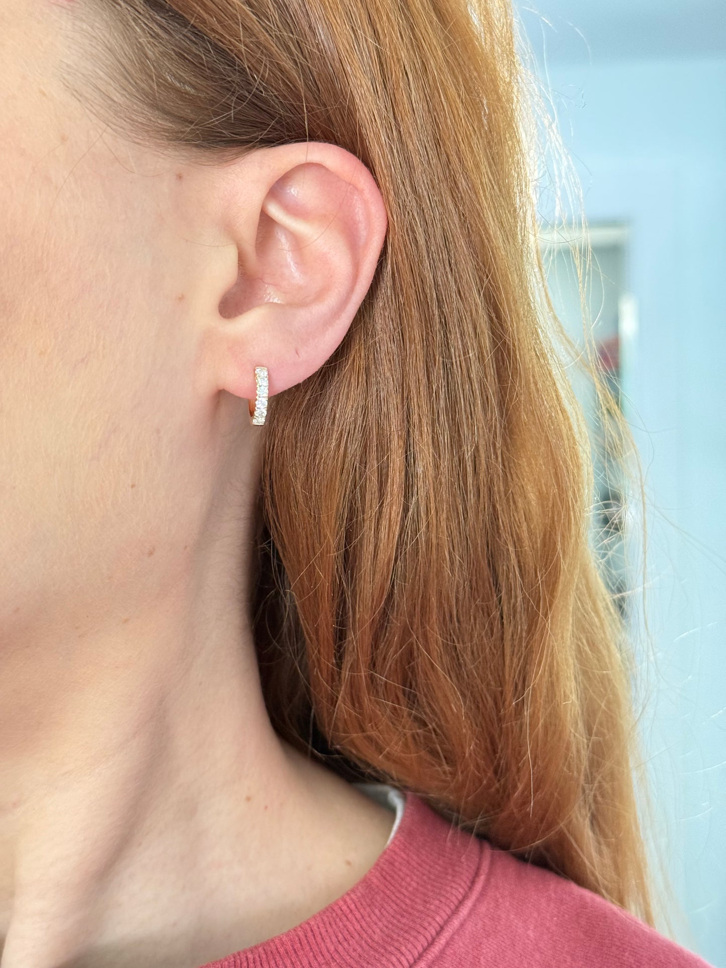 11.8mm yellow gold 0.48ct lab diamond hoop earrings
