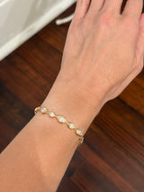 Yellow gold bezel set 7.2ct marquise natural diamond bracelet