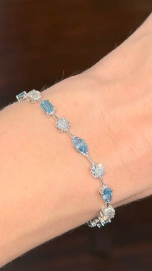 7.69 CTW White gold mixed shape bracelet