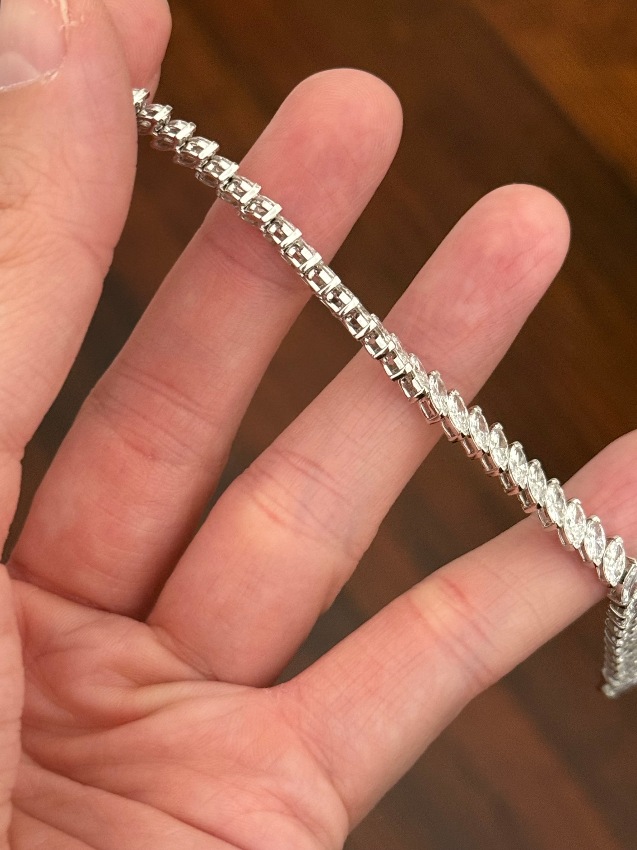 White gold 8.66ct marquise lab diamond bracelet