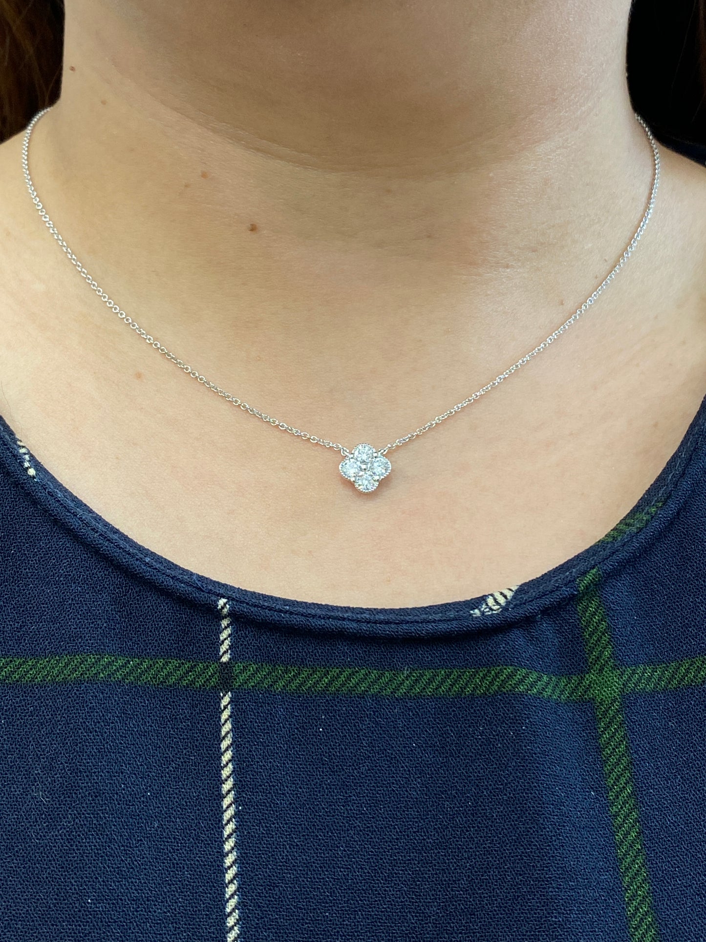 0.50 cttw Round Lab Diamond White or Yellow Clover Pendant