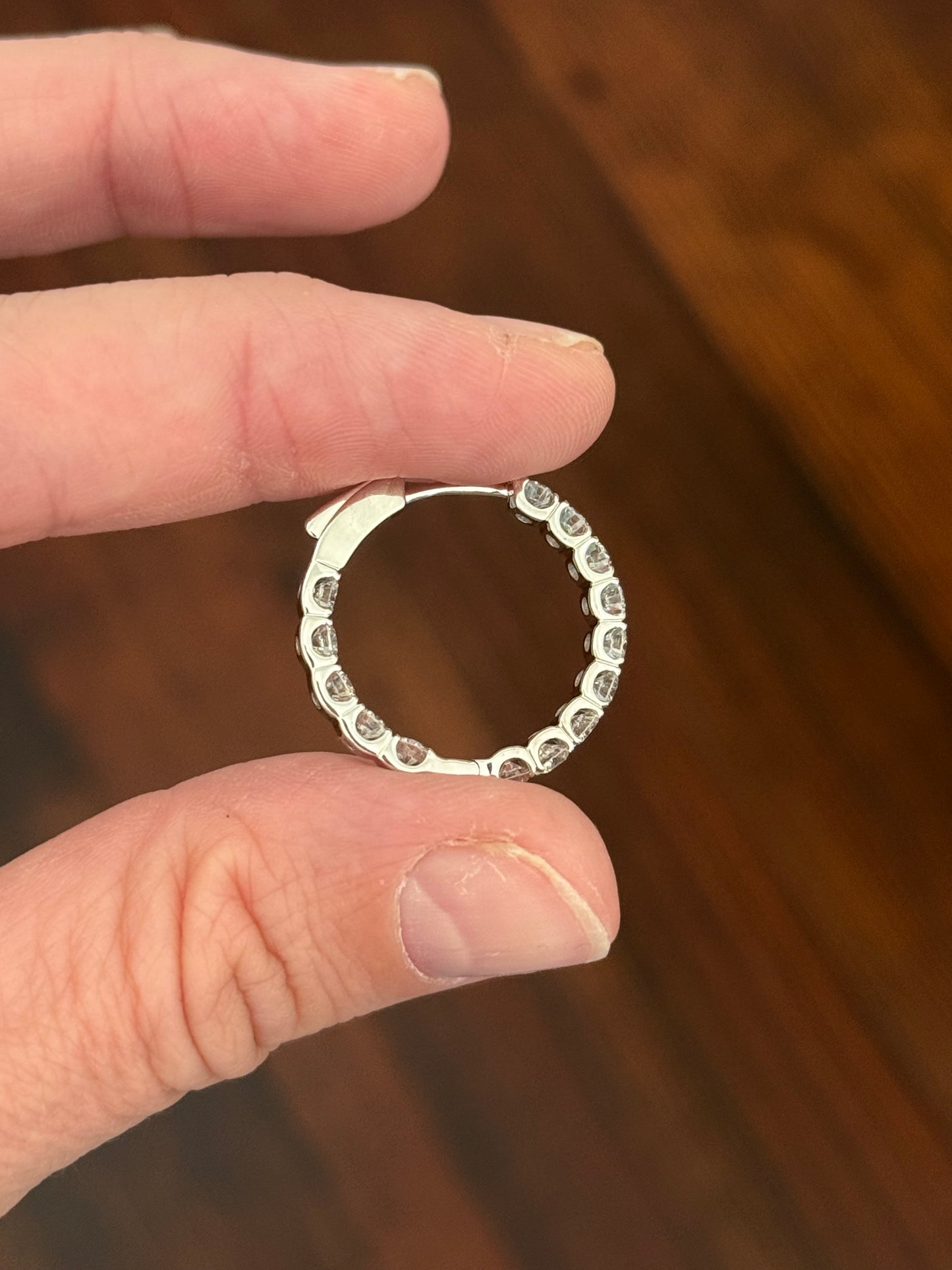 22.2mm white gold 3.08ct lab diamond inside out hoops