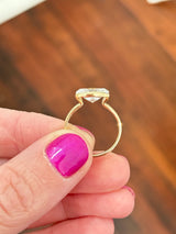 Yellow gold east west set 2.5ct oval lab diamond ring