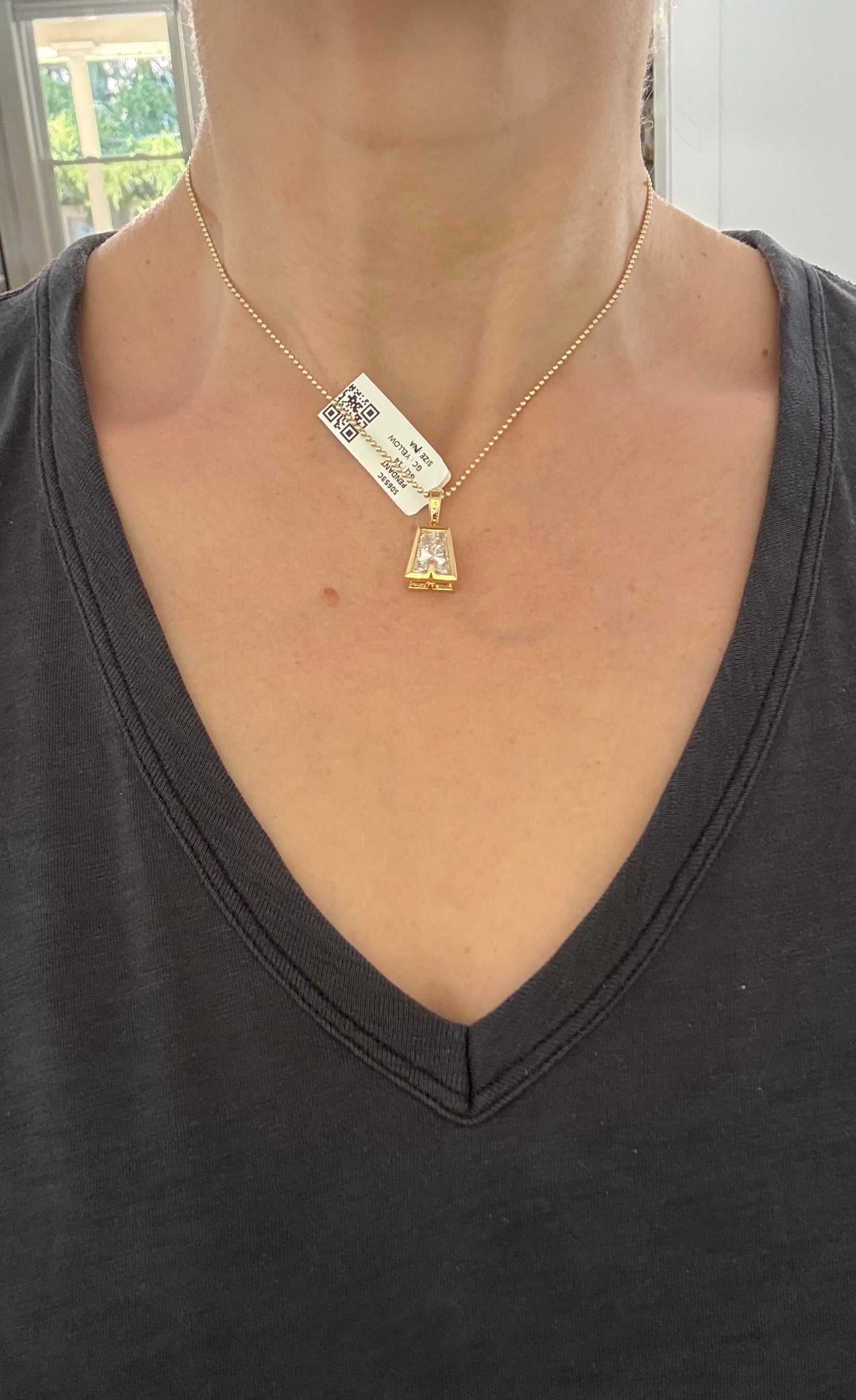 Yellow gold A shape lab diamond pendant