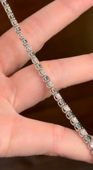 6.77 ct green and white lab diamond tennis bracelet