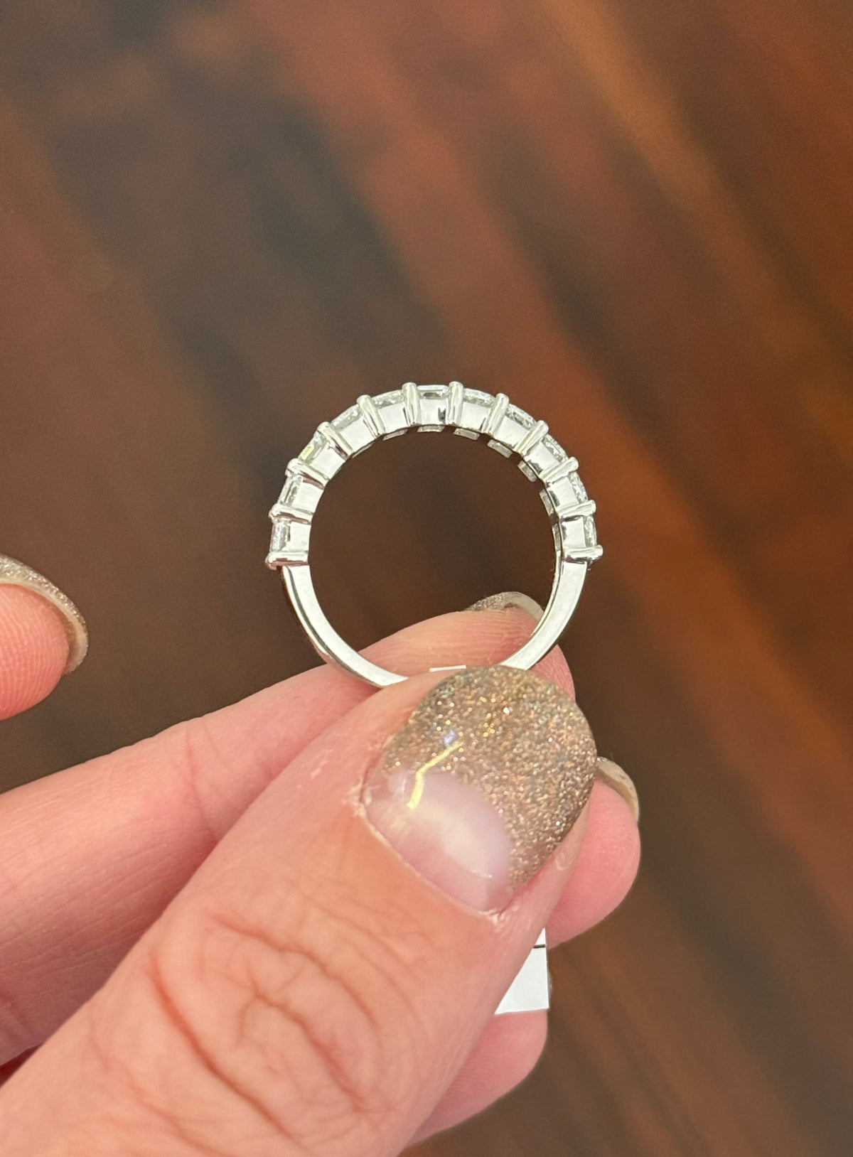 White gold 2.19ct radiant lab diamond band