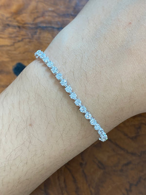 4.13 CT Lab 6.5 inches 3 Prongs Tennis Bracelet