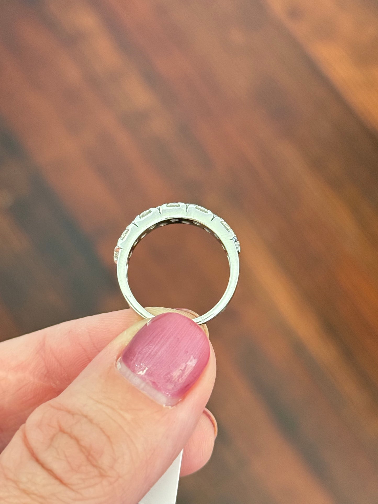 White gold round lab diamond band