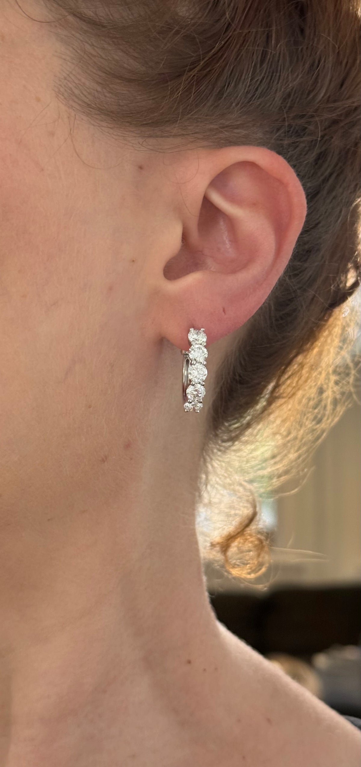 21.6mm white gold 4.18ct lab diamond hoop earrings