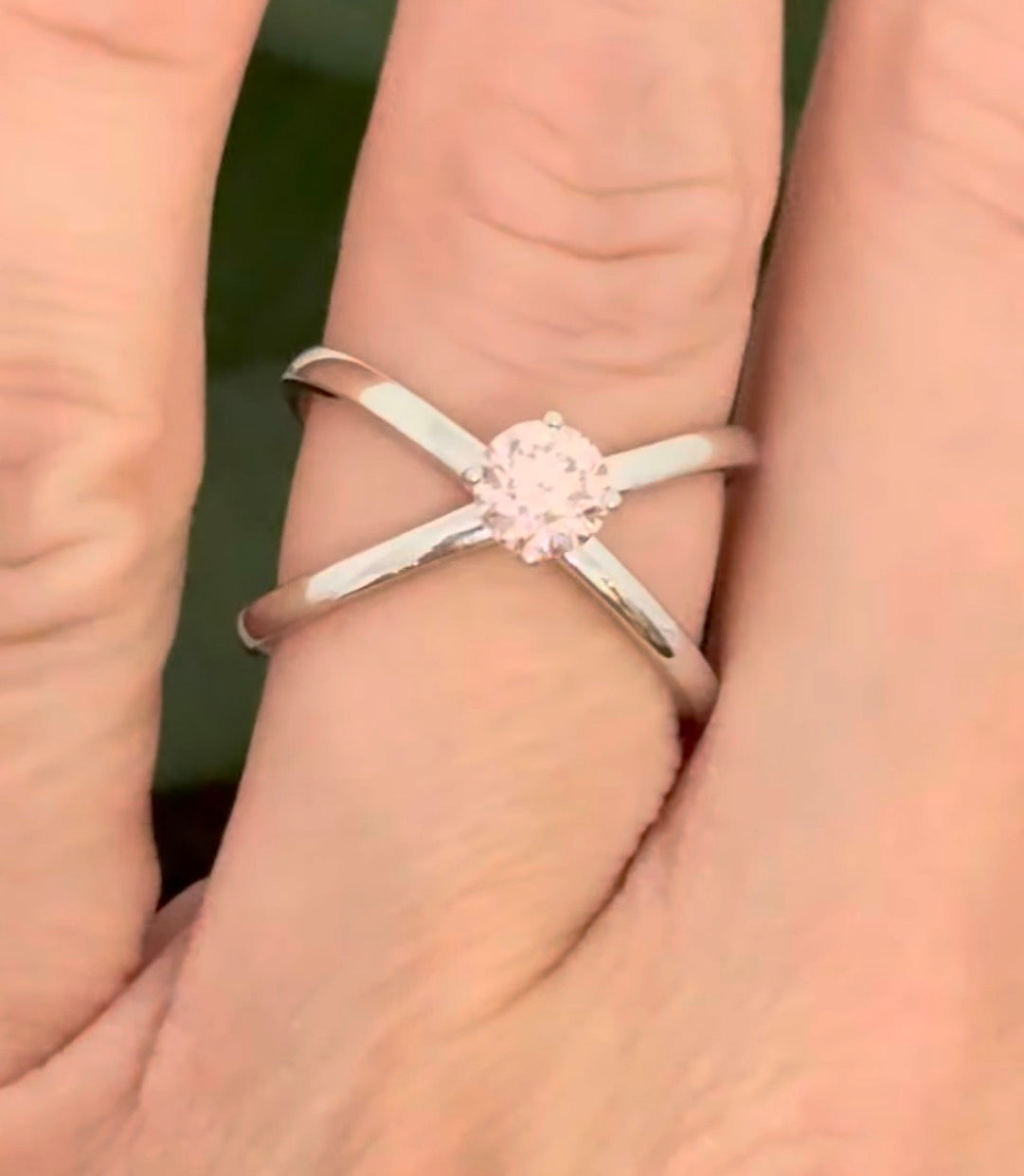 White gold 0.66ct pink lab diamond ring