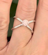 White gold 0.66ct pink lab diamond ring