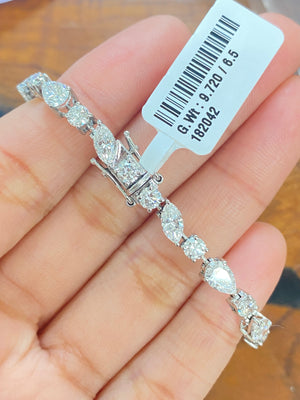 7.90 ct Marquise, Pear shape and round lab diamond tenni bracelet