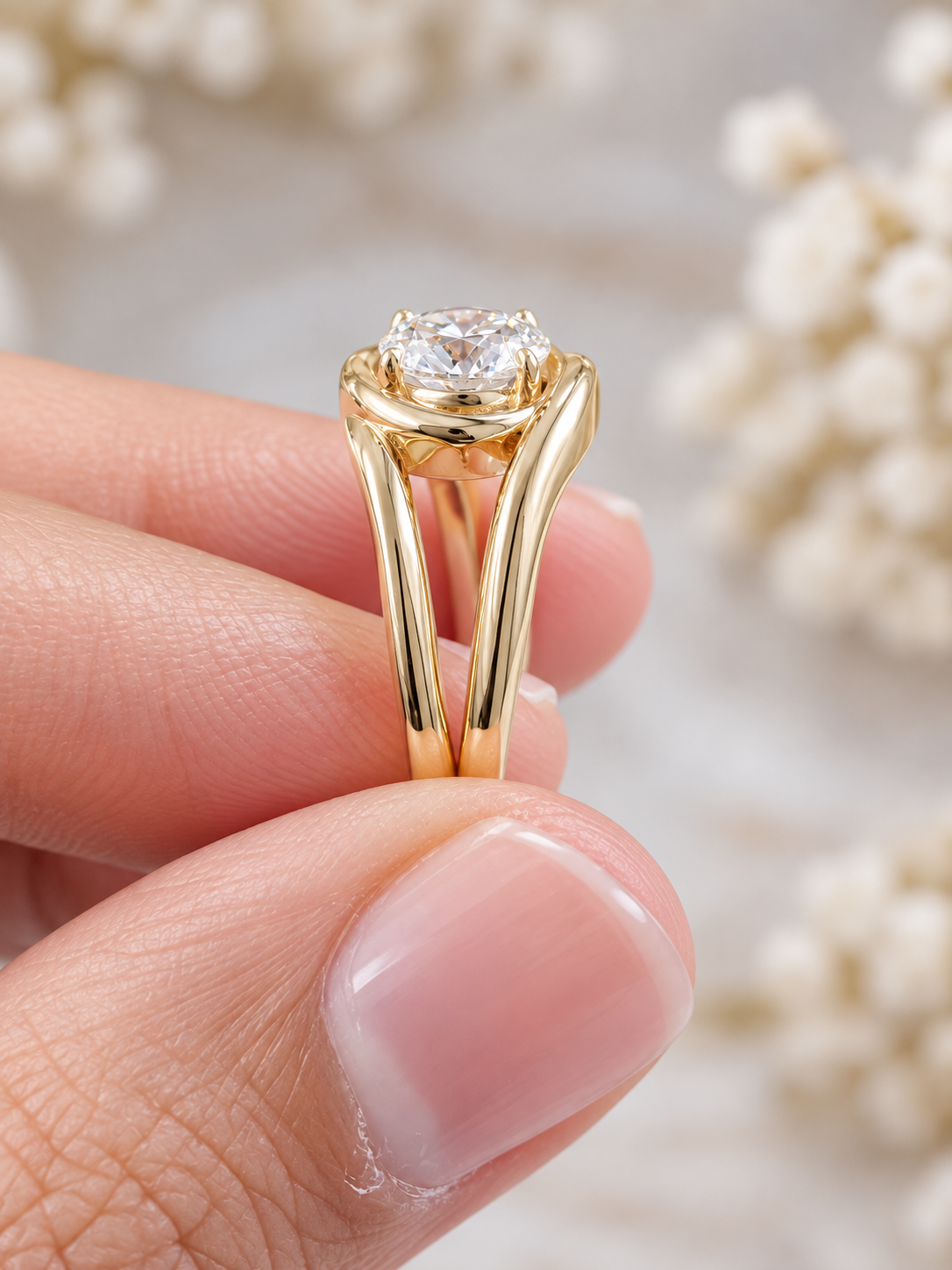 Custom Made 1cttw Round Lab Diamond Tess Knot Ring