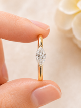Custom - Made 0.30ct Skinny Marquise E/W Ring 14K Yellow Gold