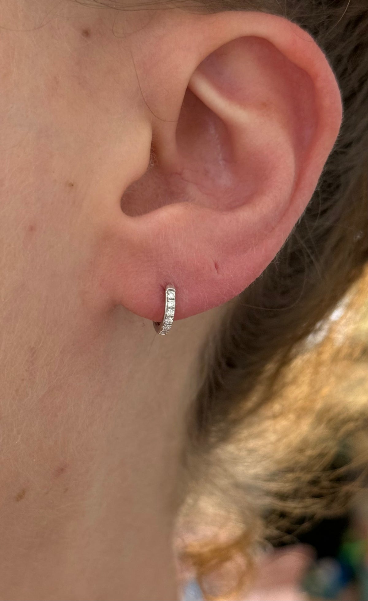 8.8mm white gold 0.11ct lab diamond hoop earrings