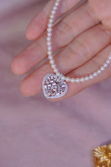 18K White Gold Real Natural Diamond Pendant Necklace for Women