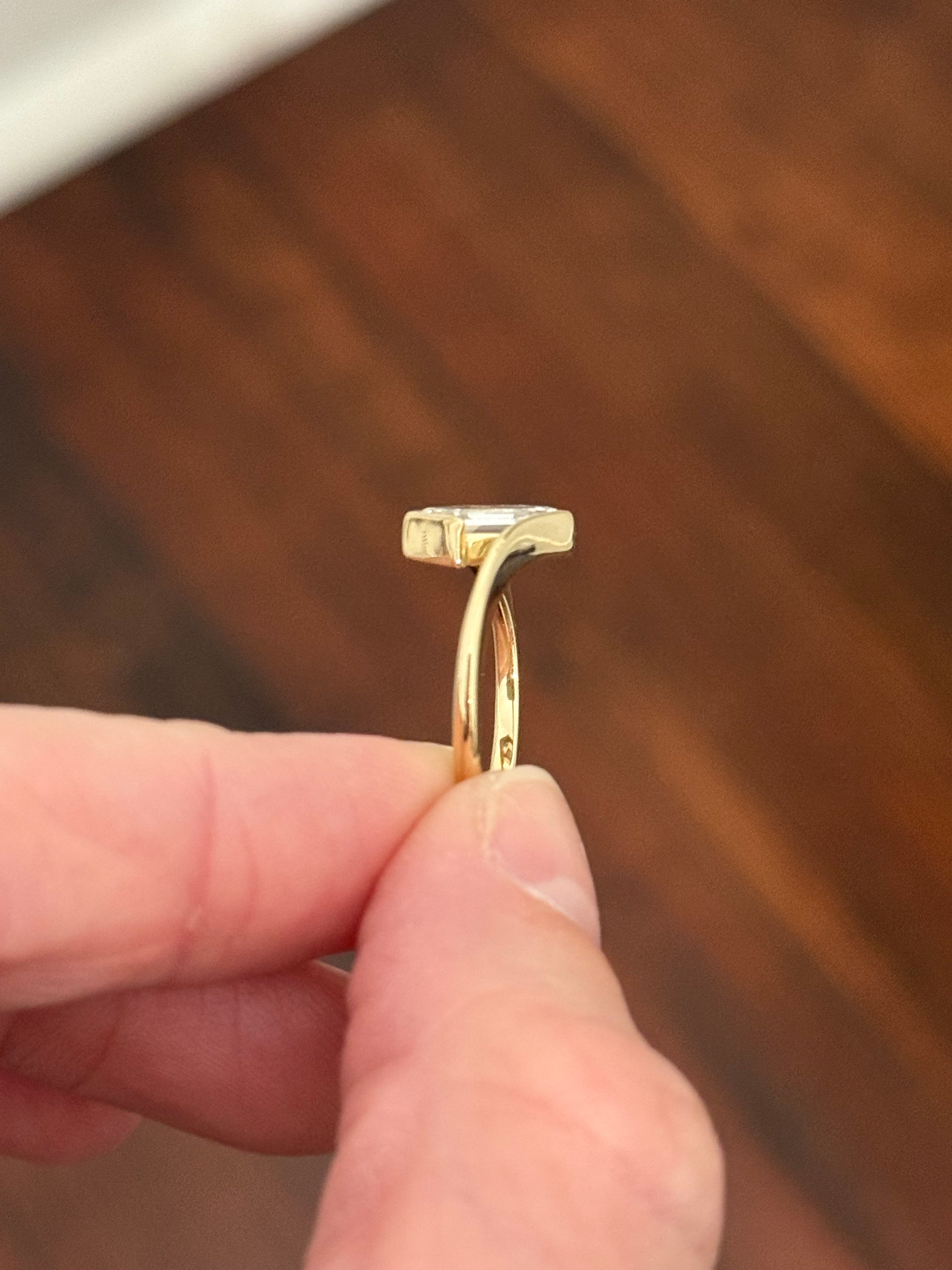 Yellow gold 1.06ct duchess cut lab diamond ring