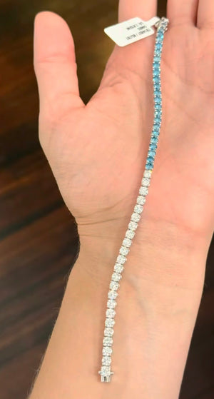 7.81 ct Blue and White Lab Diamond Tennis bracelet