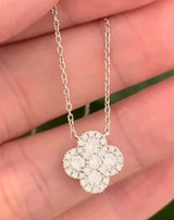 White gold 0.76ct lab diamond clover necklace