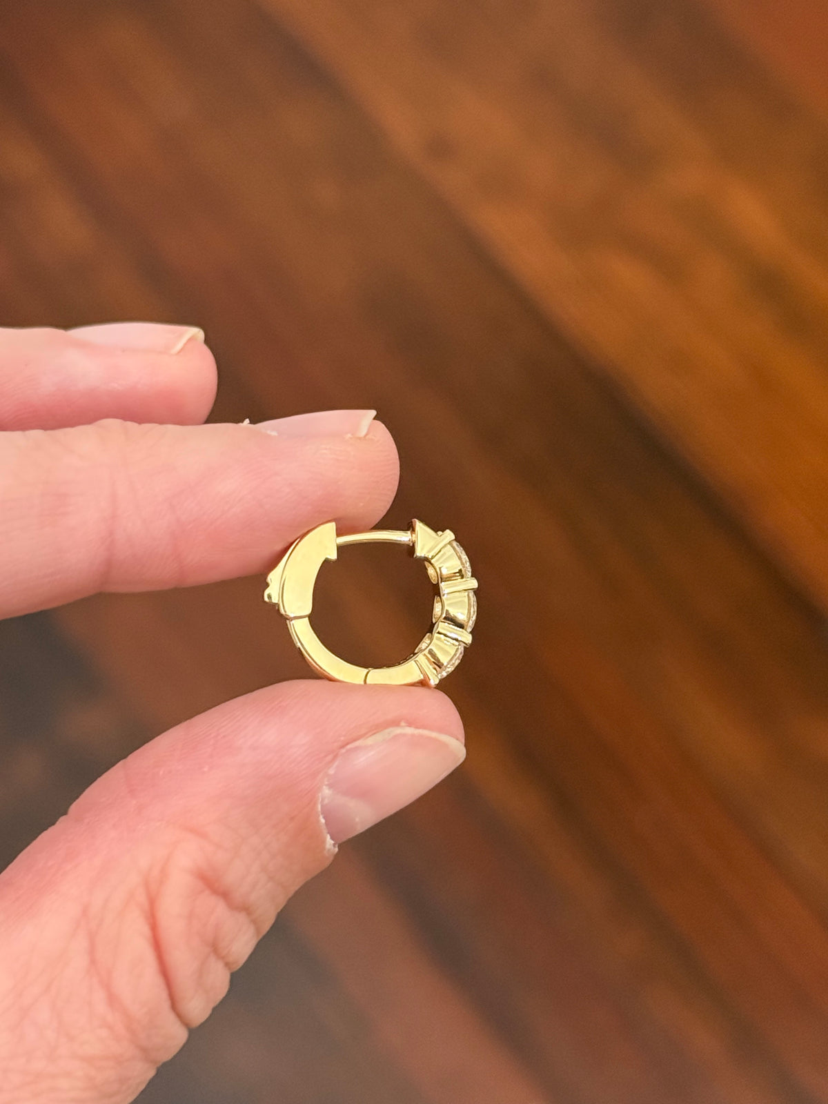 14.4mm yellow gold 2.01ct lab diamond hoop earrings
