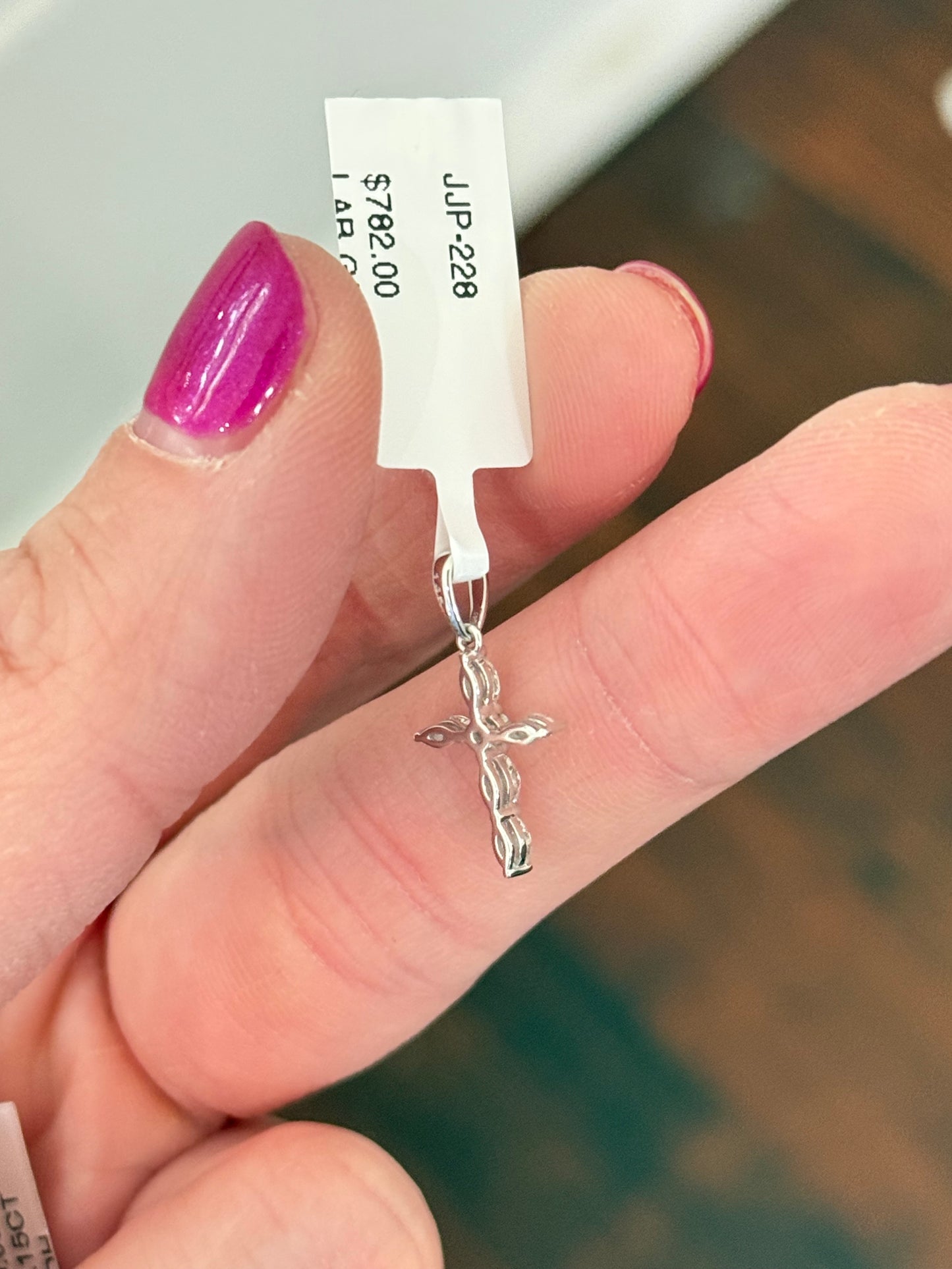Cross pendant with marquise and round lab diamonds