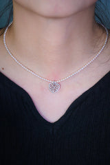 18K White Gold Real Natural Diamond Pendant Necklace for Women