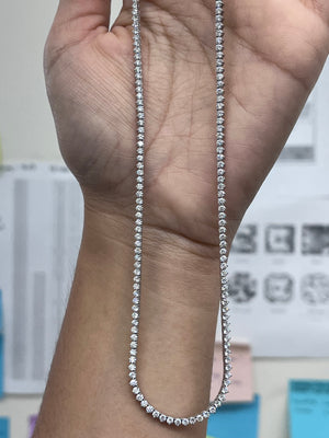 6.03 CT Lab 16.25 inches 3 Prongs Tennis Necklace