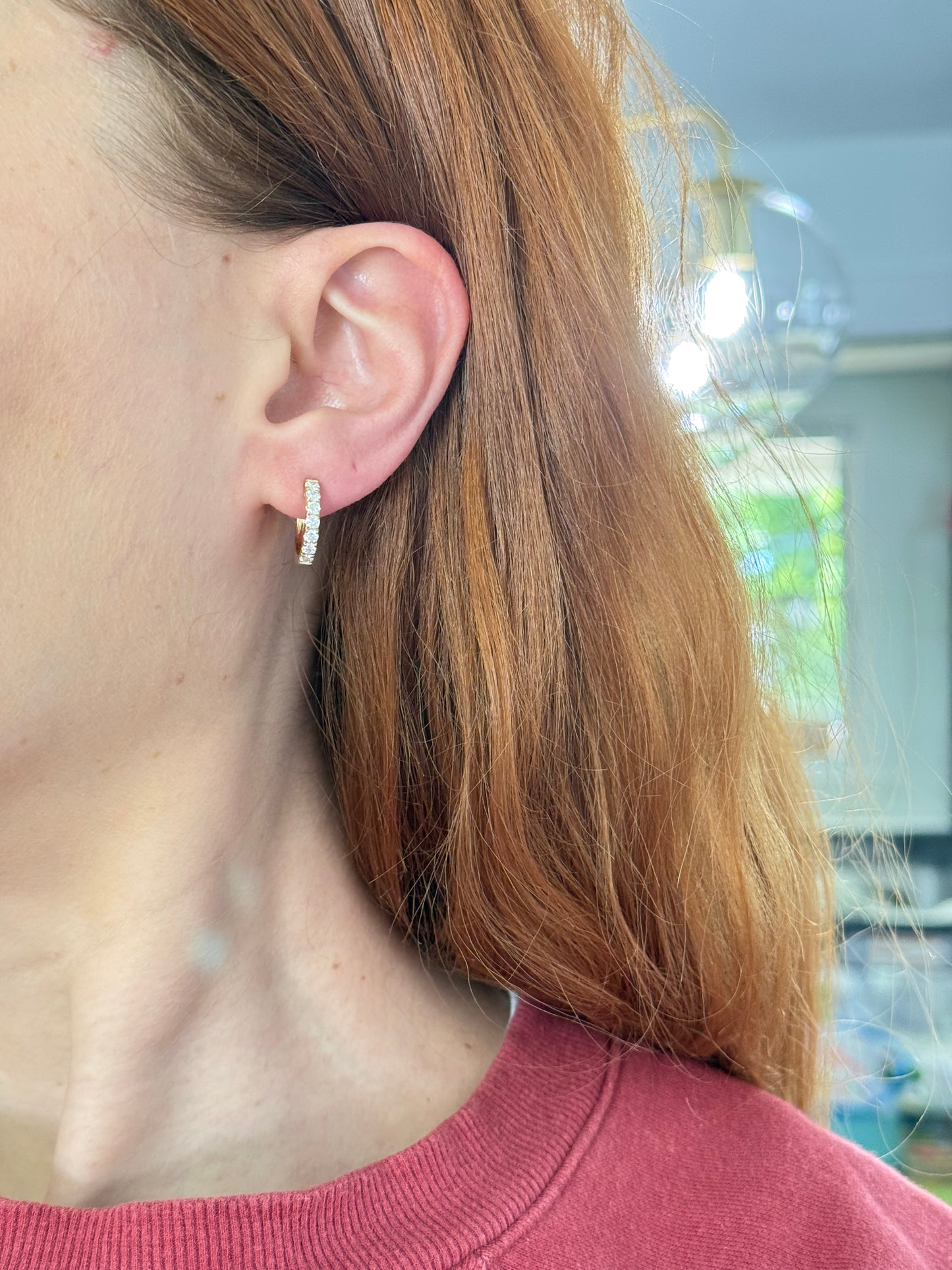 14.9mm yellow gold 0.77ct lab diamond hoop earrings