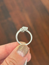 White gold oval and round lab diamond ring. Ovals are approximately 1ct each and 7.6x5mm