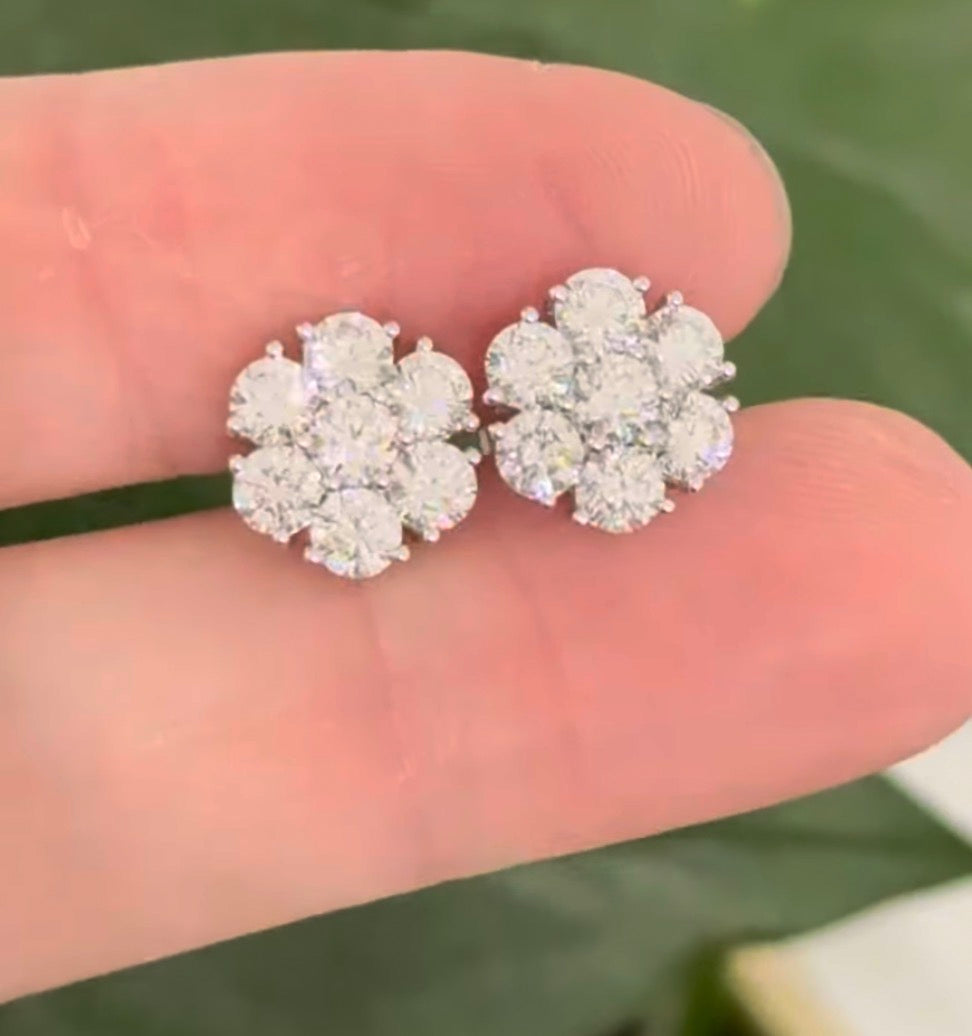 IGI certified white gold 1.95ct lab diamond earrings with push backs