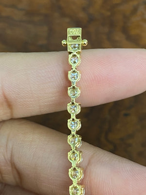 18k 4.28 CT Lab 6.5 inches Yellow   3 Prongs  Tennis Bracelet