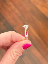White gold east west set IGI certified 3ct emerald cut lab diamond ring