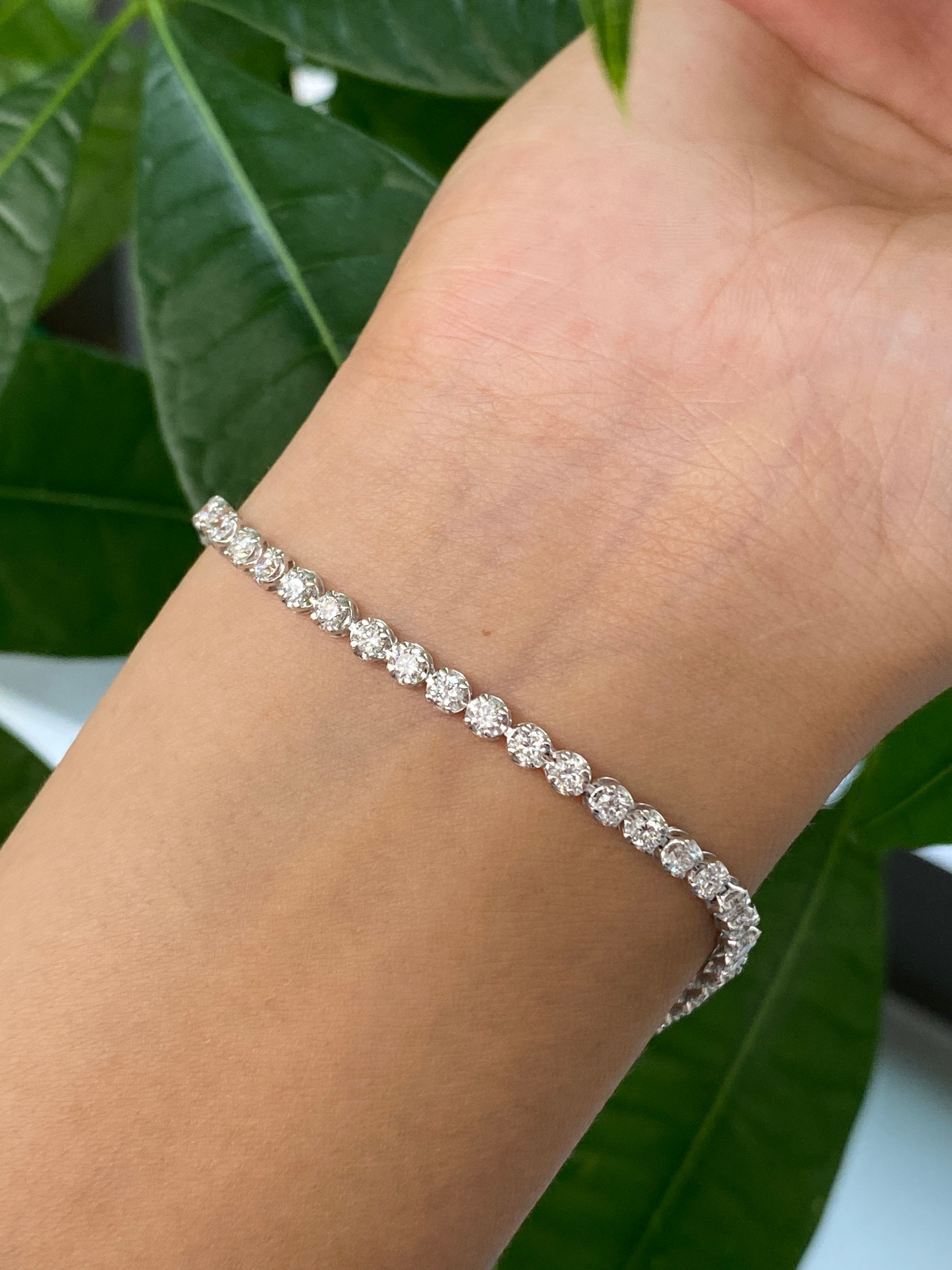 3.00CT Lab-Grown Diamond Sterling Silver Tennis Bracelet