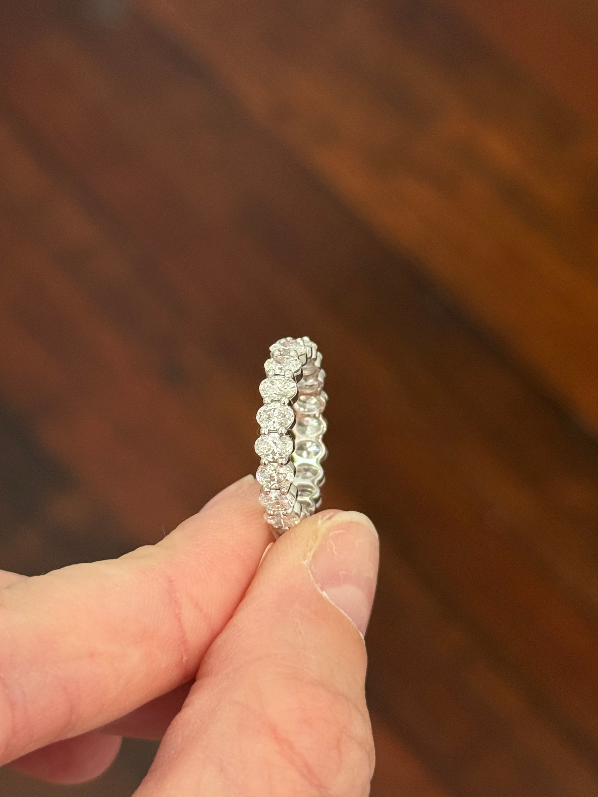 White gold 3.05ct oval lab diamond eternity band