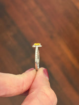 White gold heart shape yellow lab diamond and white lab diamond ring