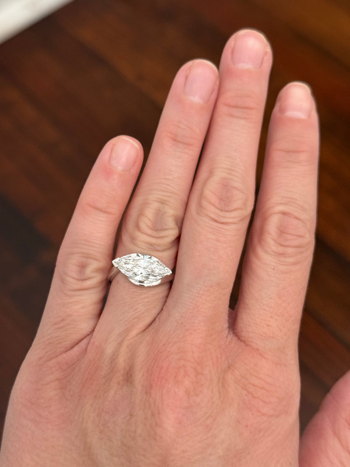 White gold east west set 3.01ct marquise lab diamond ring