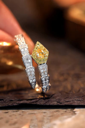 18K White Gold Real Natural Yellow Diamond Ring for Women