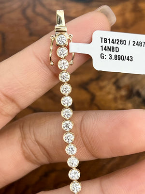 3.89 CT Lab 6.5 inches Bezel Tennis Bracelet