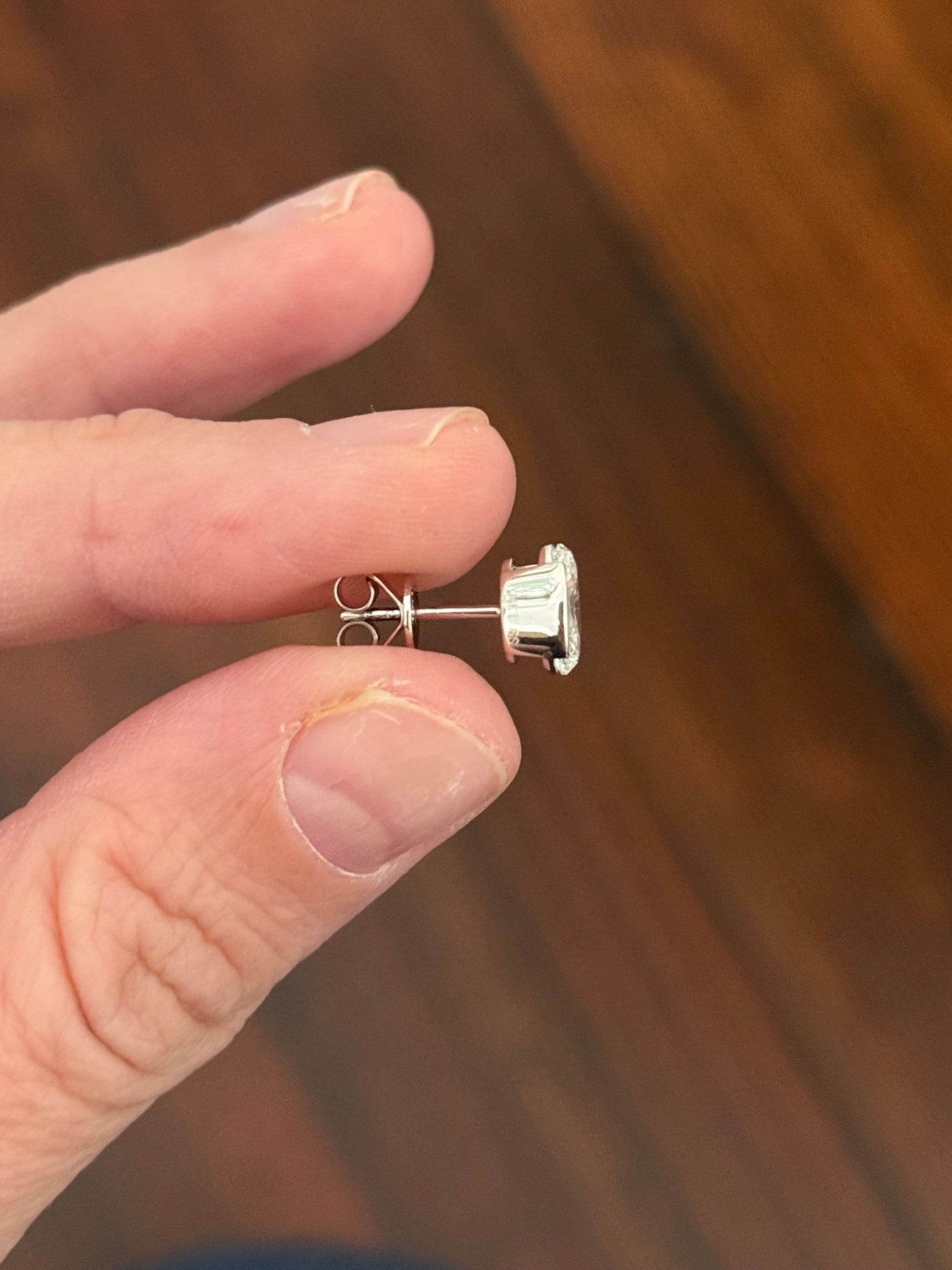 White gold bezel set oval lab diamond stud earrings