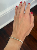 4 prong white gold 5.02ct green and white lab diamond tennis bracelet