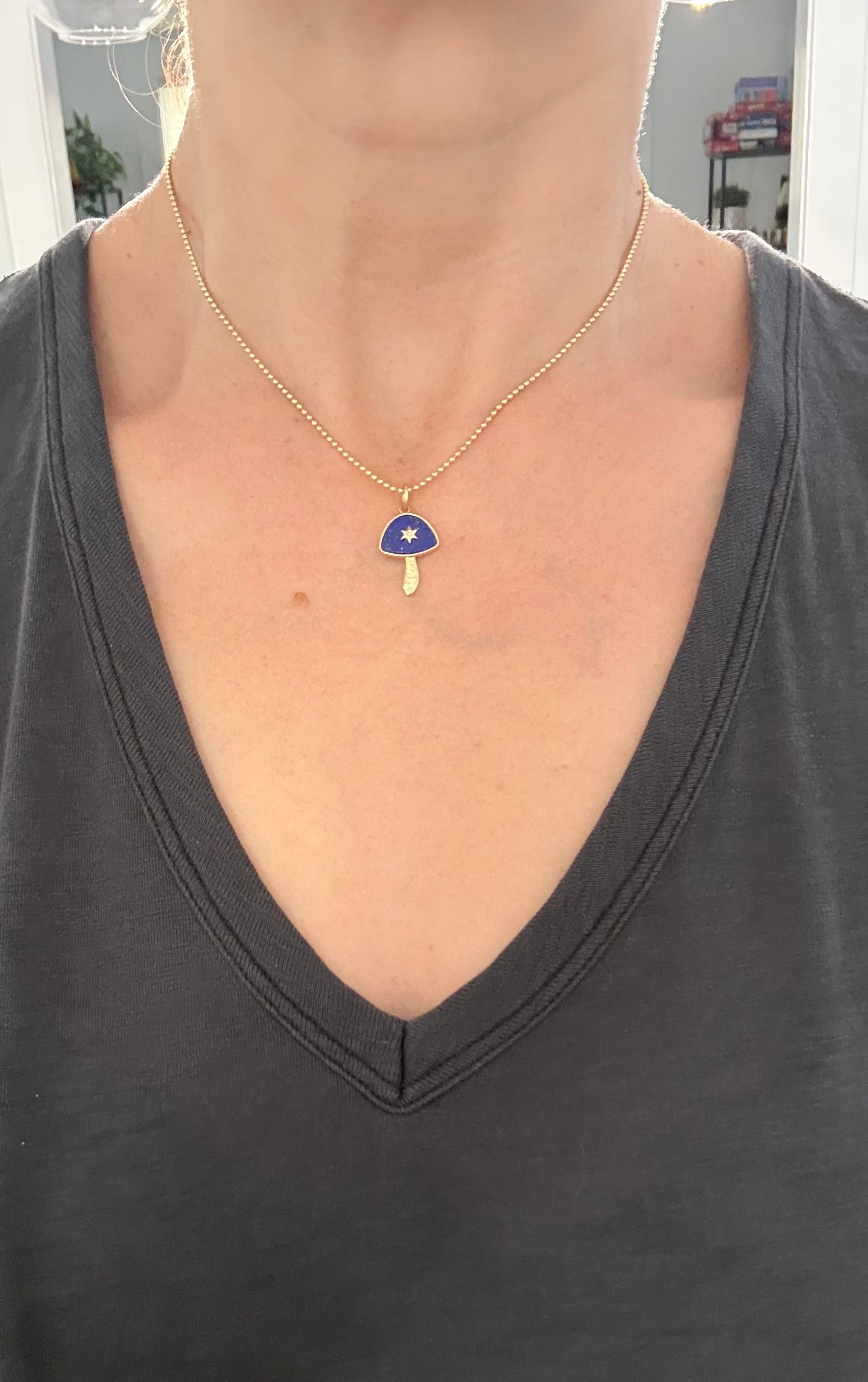 Yellow gold natural diamond mushroom pendants