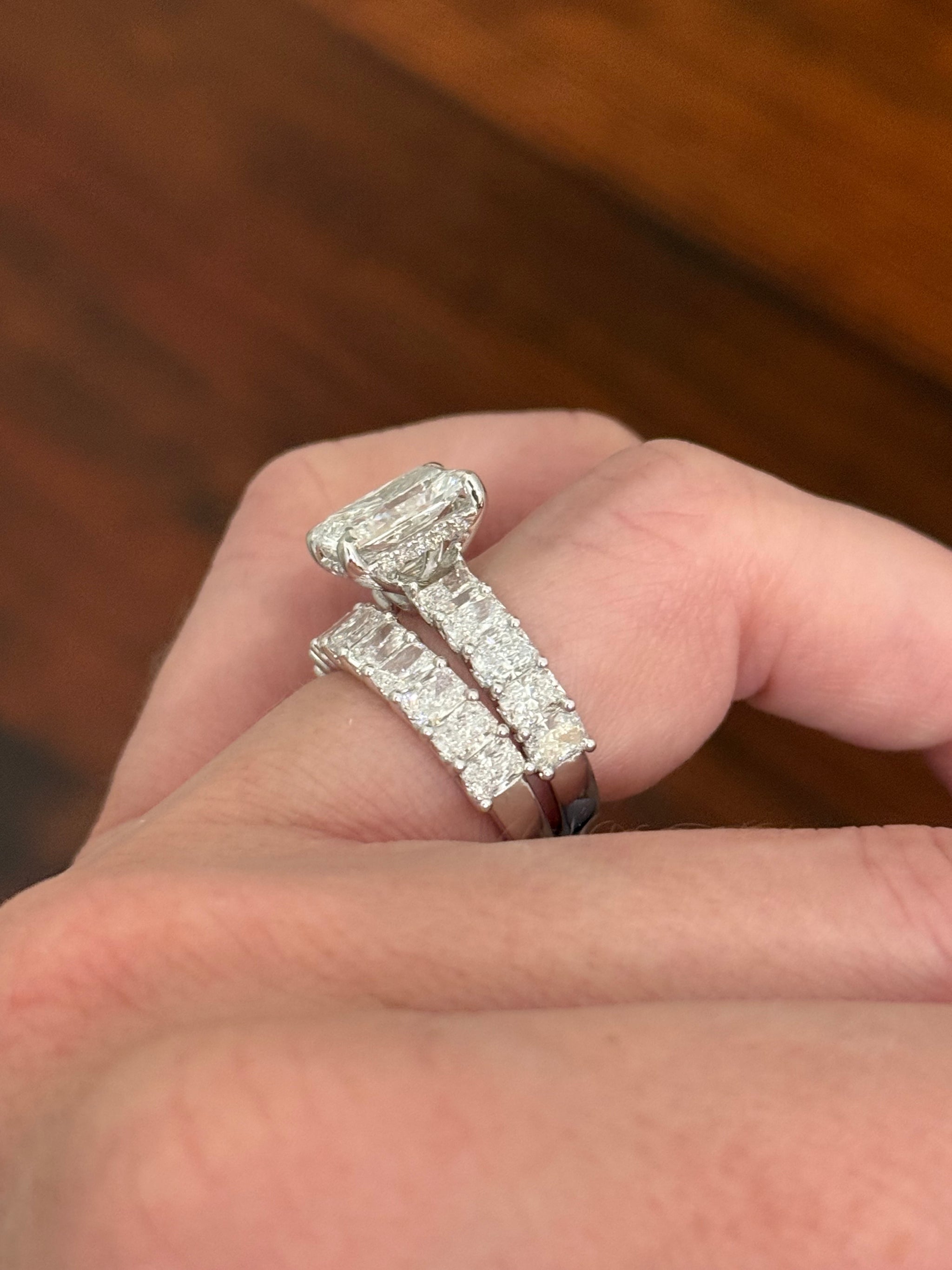White gold 2.11ct radiant lab diamond band