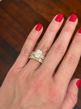 Yellow gold radiant lab diamond ring. Center stone is IGI certified and 3.01cts E VVS2
