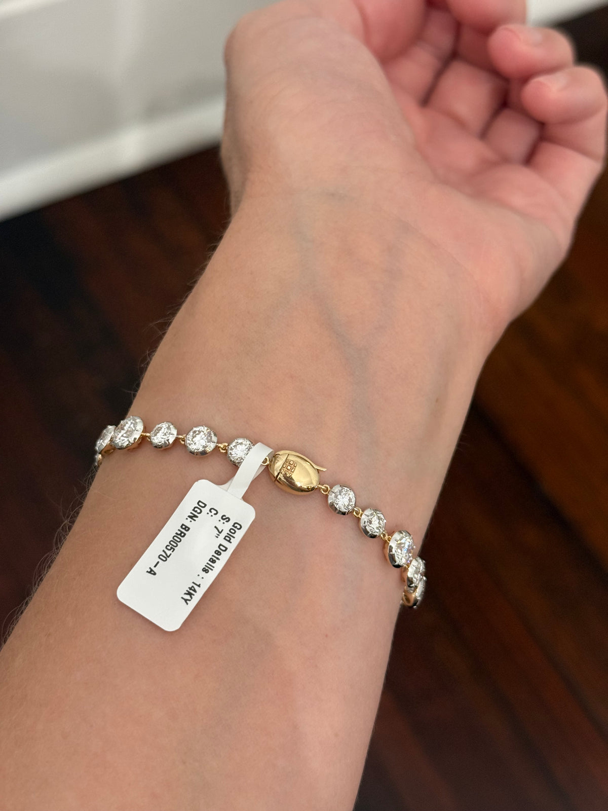 Yellow and white gold Georgian set 9.66ct lab diamond bracelet