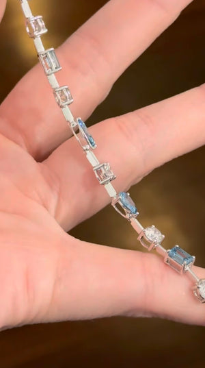 7.69 CTW White gold mixed shape bracelet