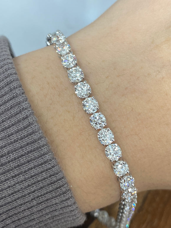 9.66 CT Lab 7inches White Gold Tennis Bracelet