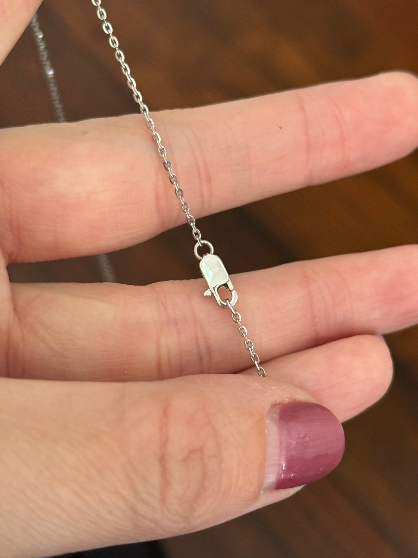 White gold trillion lab diamond necklace