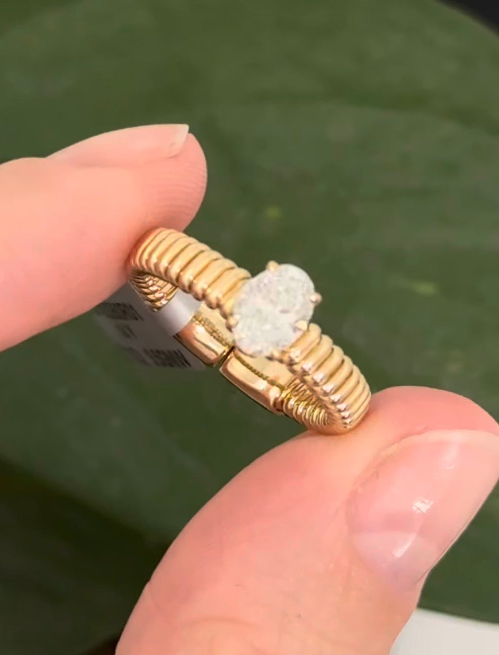 Yellow gold 0.71ct oval lab diamond flex ring