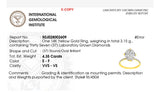 IGI certified yellow gold oval and round lab diamond ring. Center stone is 3.82cts